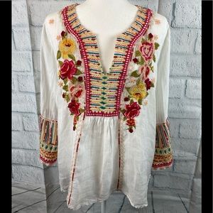 JOHNNY WAS ( WORKSHOP ) LINEN TUNiC  (M)